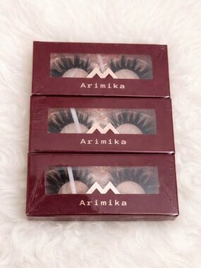 Arimika Dramatic Faux Mink Lashes in Burgundy Box (Set of 3)